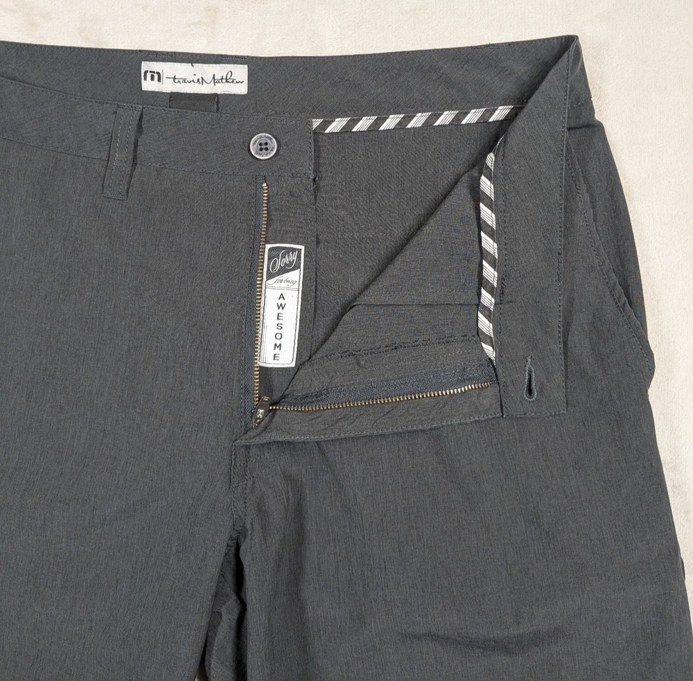 TravisMathew Golf Shorts Mens 36 Gray Heathered Performance Stretch Flat Front - Picture 7 of 11